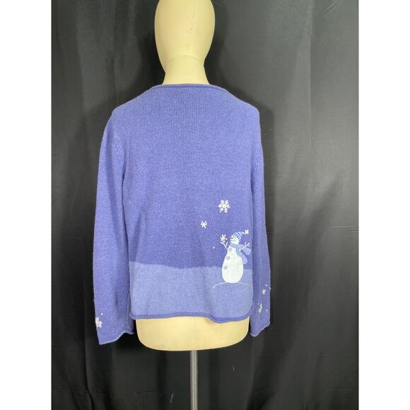 Vintage Ugly Christmas Sweater, Croft & Barrow Petite, Periwinkle Blue Cardigan - Picture 4 of 11